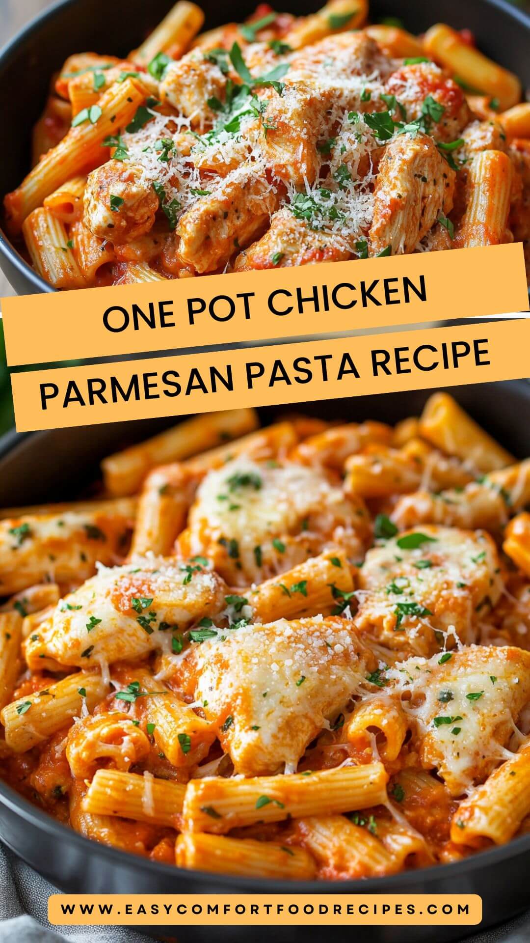 One Pot Chicken Parmesan Pasta Recipe – Easy Comfort Food Recipes