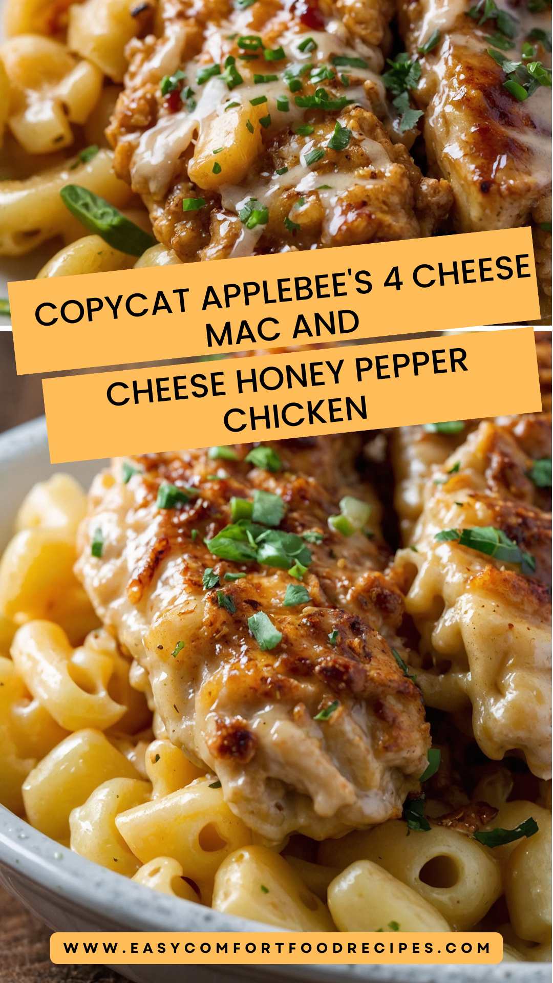Copycat Applebee’s 4 Cheese Mac and Cheese Honey Pepper Chicken