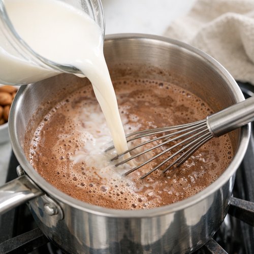 Step 3: Slowly Add Your Almond Milk Over Medium Heat