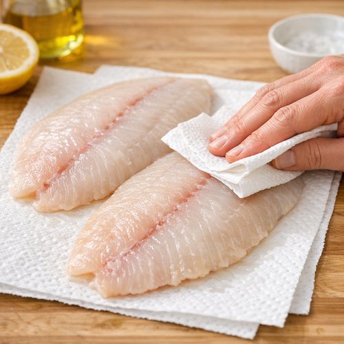 Step 2: Pat Your Flounder Completely Dry