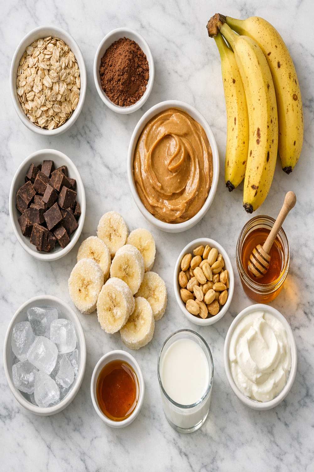Banana Chocolate Peanut Butter Smoothie Recipe ingredients
